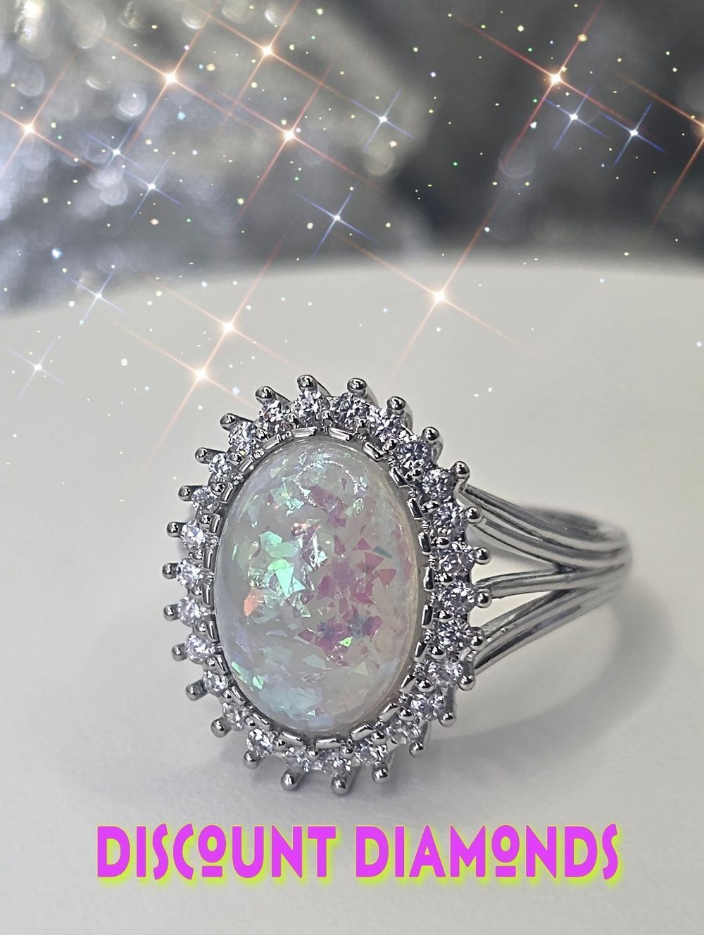 4 Ct. Oval Cut Halo Fire Opal Cocktail Ring on 925 Silver